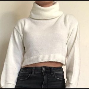 Pretty Little Thing cropped white sweater